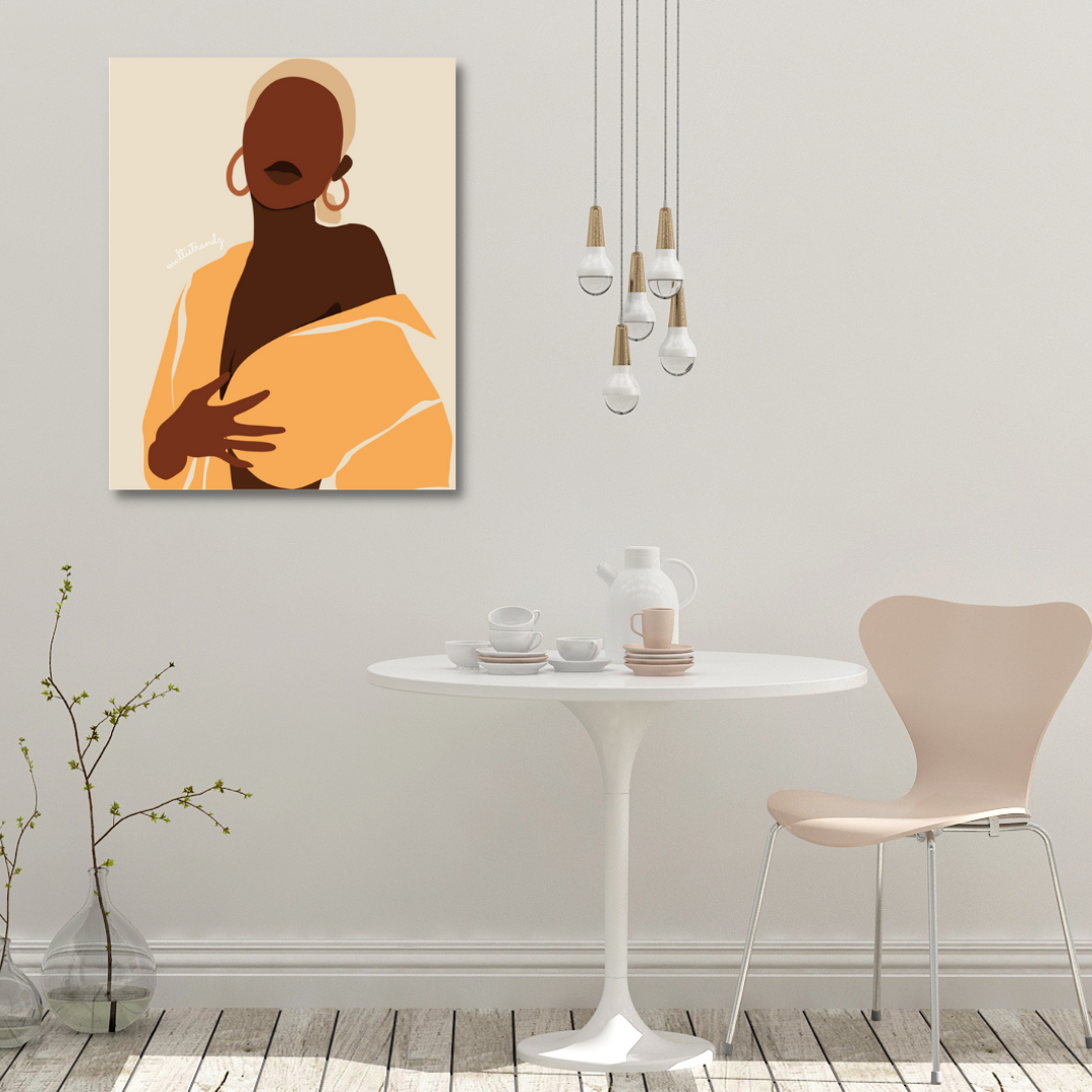 Bodied-Black Woman Natural Hair Art | Giclee Art Prints | Abstract Black Woman Art | Modern Art
