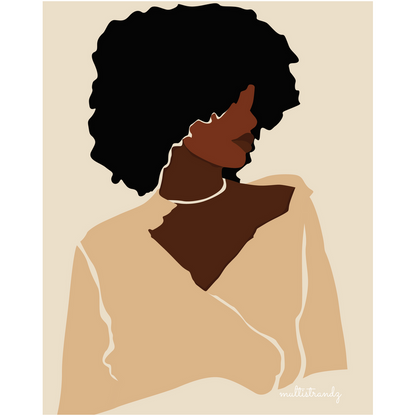 Mood-Black Woman Natural Hair Art | Giclee Art Prints | Abstract Black Woman Art | Modern Art
