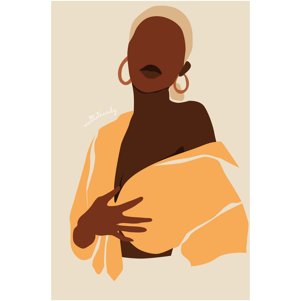 Bodied-Black Woman Natural Hair Art | Giclee Art Prints | Abstract Black Woman Art | Modern Art