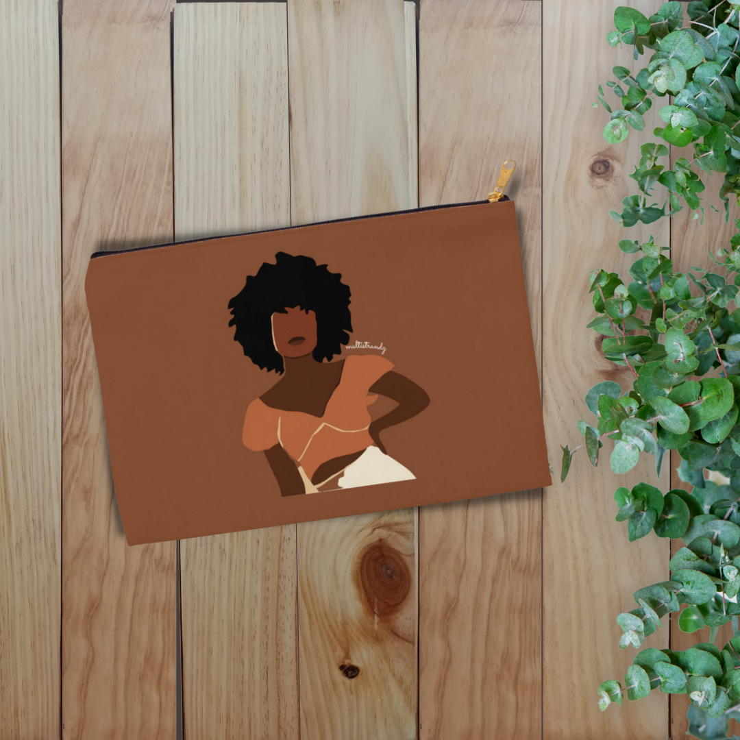 Effortless Black Woman Accessory Pouch