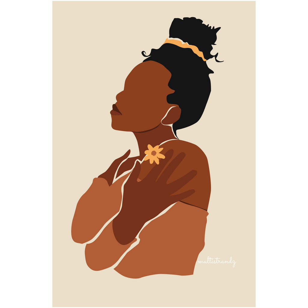 Embrace-Black Woman Natural Hair Art | Giclee Art Prints | Abstract Black Woman Art | Modern Art