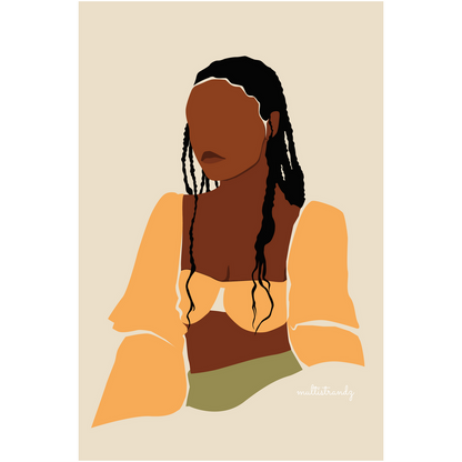 Braided Beauty-Black Woman Natural Hair Art | Giclee Art Prints | Abstract Black Woman Art | Modern Art