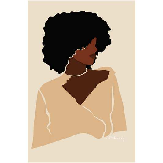 Mood-Black Woman Natural Hair Art | Giclee Art Prints | Abstract Black Woman Art | Modern Art