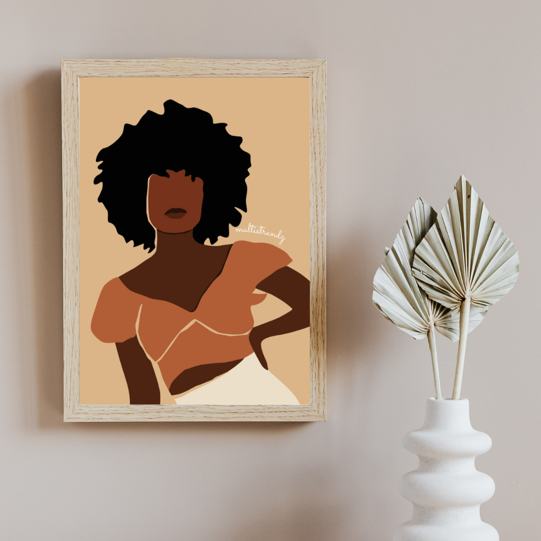 Effortless-Black Woman Natural Hair Art | Giclee Art Prints | Abstract Black Woman Art | Modern Art