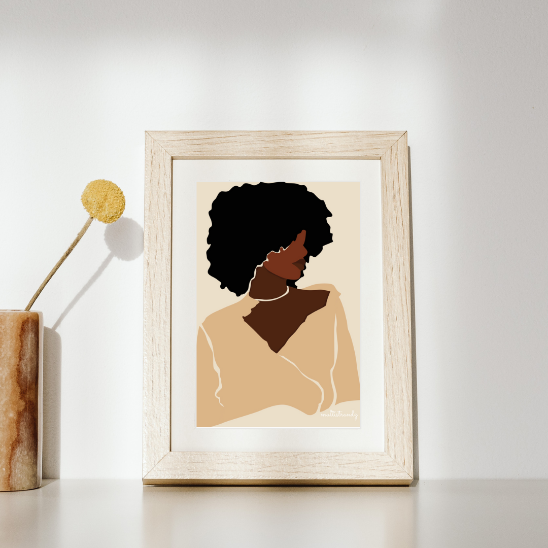 Mood-Black Woman Natural Hair Art | Giclee Art Prints | Abstract Black Woman Art | Modern Art