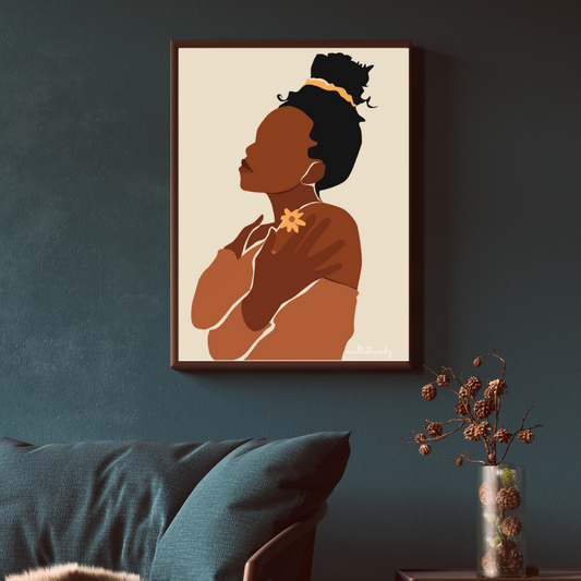 Embrace-Black Woman Natural Hair Art | Giclee Art Prints | Abstract Black Woman Art | Modern Art