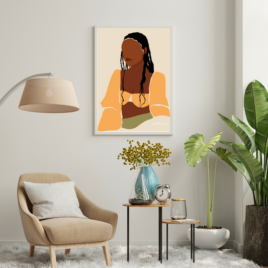 Braided Beauty-Black Woman Natural Hair Art | Giclee Art Prints | Abstract Black Woman Art | Modern Art