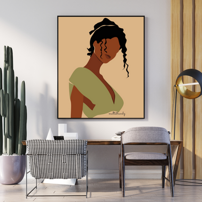 Melanin-Black Woman Natural Hair Art | Giclee Art Prints | Abstract Black Woman Art | Modern Art