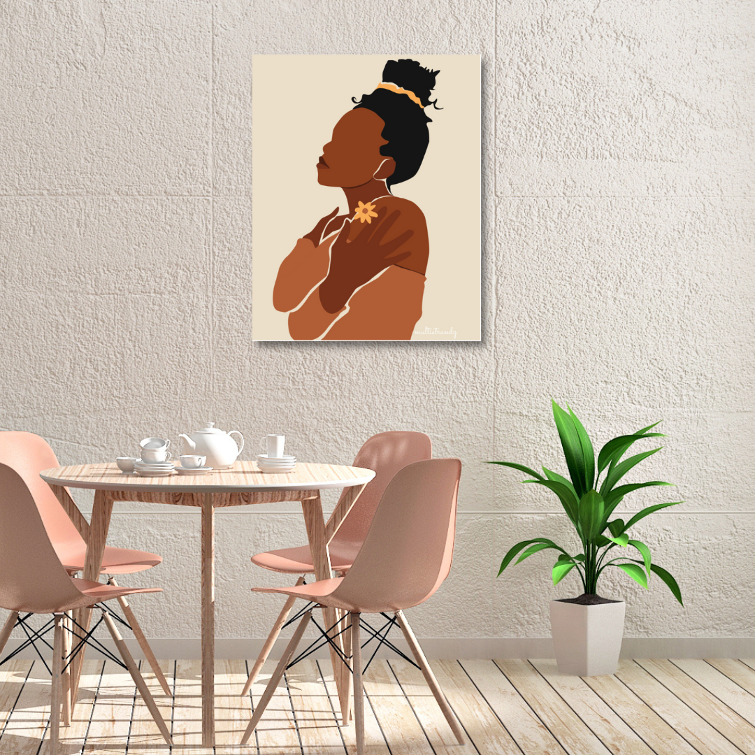 Embrace-Black Woman Natural Hair Art | Giclee Art Prints | Abstract Black Woman Art | Modern Art