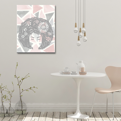 Flower Fro- Woman Natural Hair Art | Giclee Art Prints | Abstract Black Woman Art | Modern Art