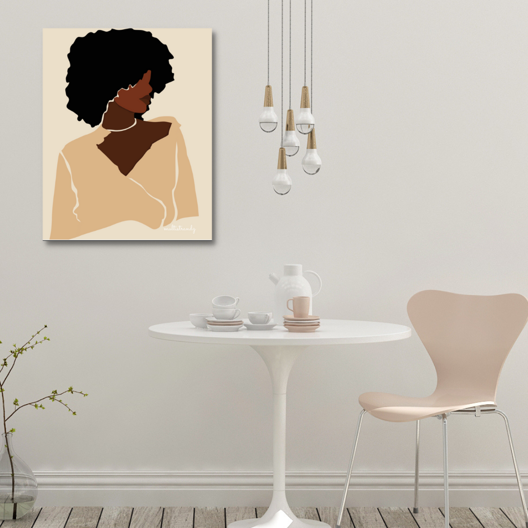 Mood-Black Woman Natural Hair Art | Giclee Art Prints | Abstract Black Woman Art | Modern Art