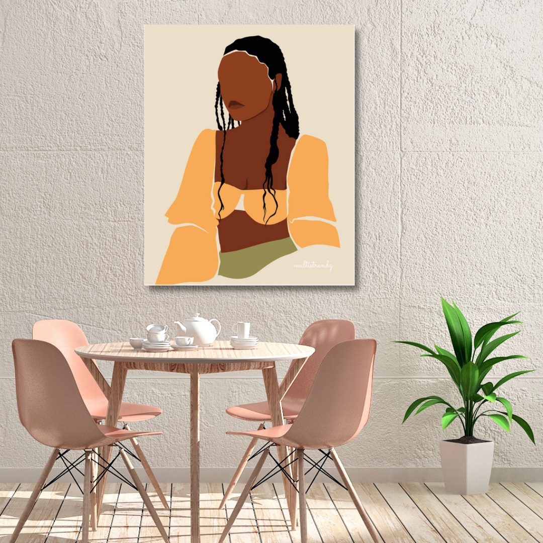 Braided Beauty-Black Woman Natural Hair Art | Giclee Art Prints | Abstract Black Woman Art | Modern Art