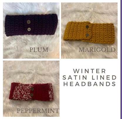 Satin Lined Headbands | Winter Fall Headbands | Ear-Warmers | Satin Lined Hair Accessories